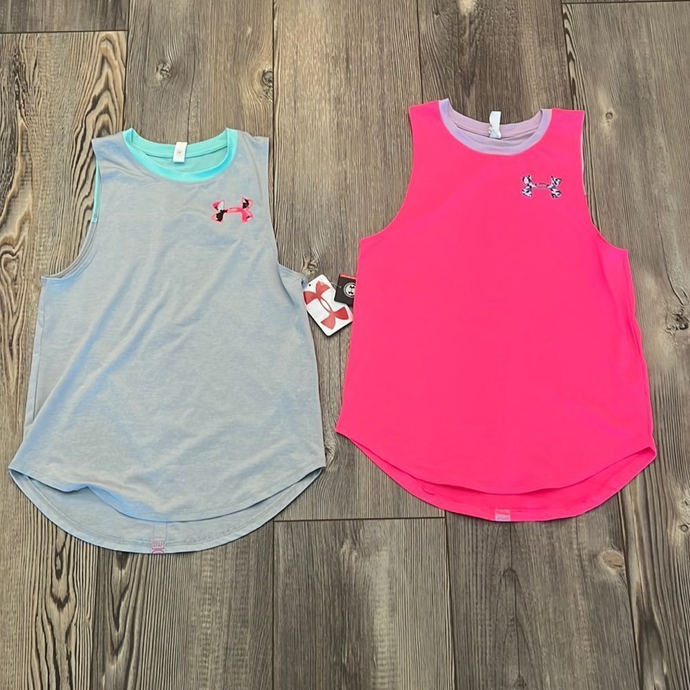 Under Armor Girls Racer Back Tank Top Lot